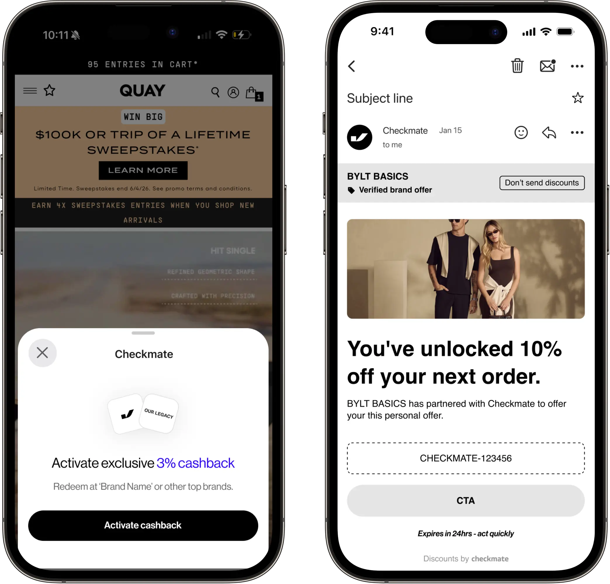 Checkmate shopper app delivering a verified brand offer